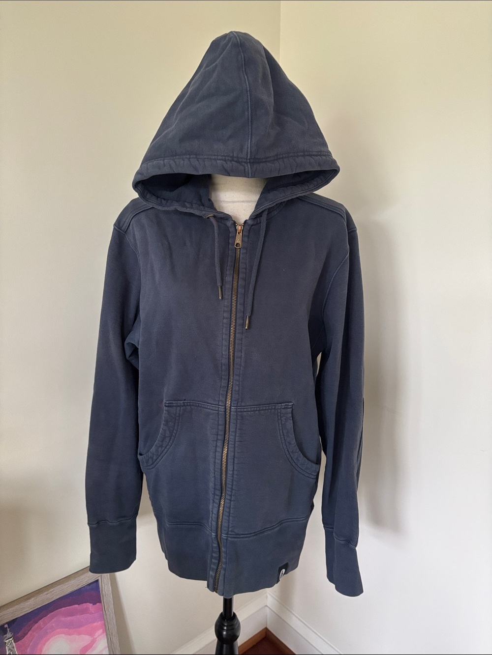 American Giant Navy Full-Zip Hooded Shirt Jacket Size L